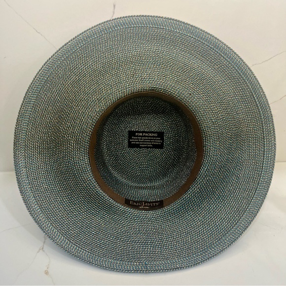 Eric Javits Metallic Woven Wide Rim Hat - Teal and Gold NWOT - Picture 5 of 7